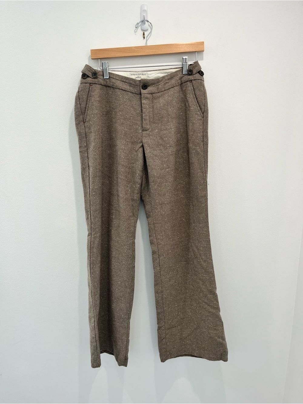 BANANA REPUBLIC Martin Fit Taupe Wool-Blend Straight Leg Trousers
